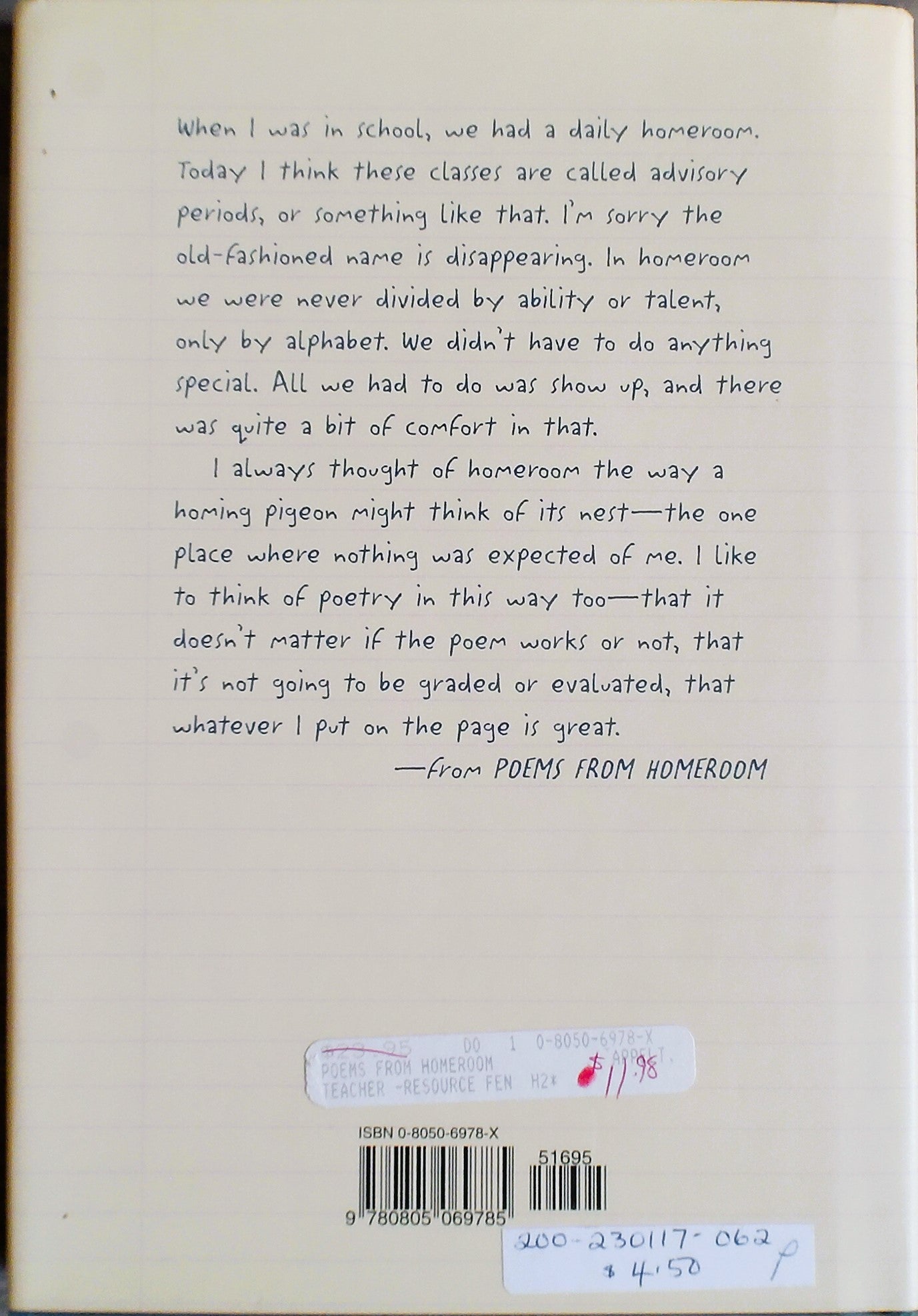 Poems From Homeroom; A Writer's Place to Start