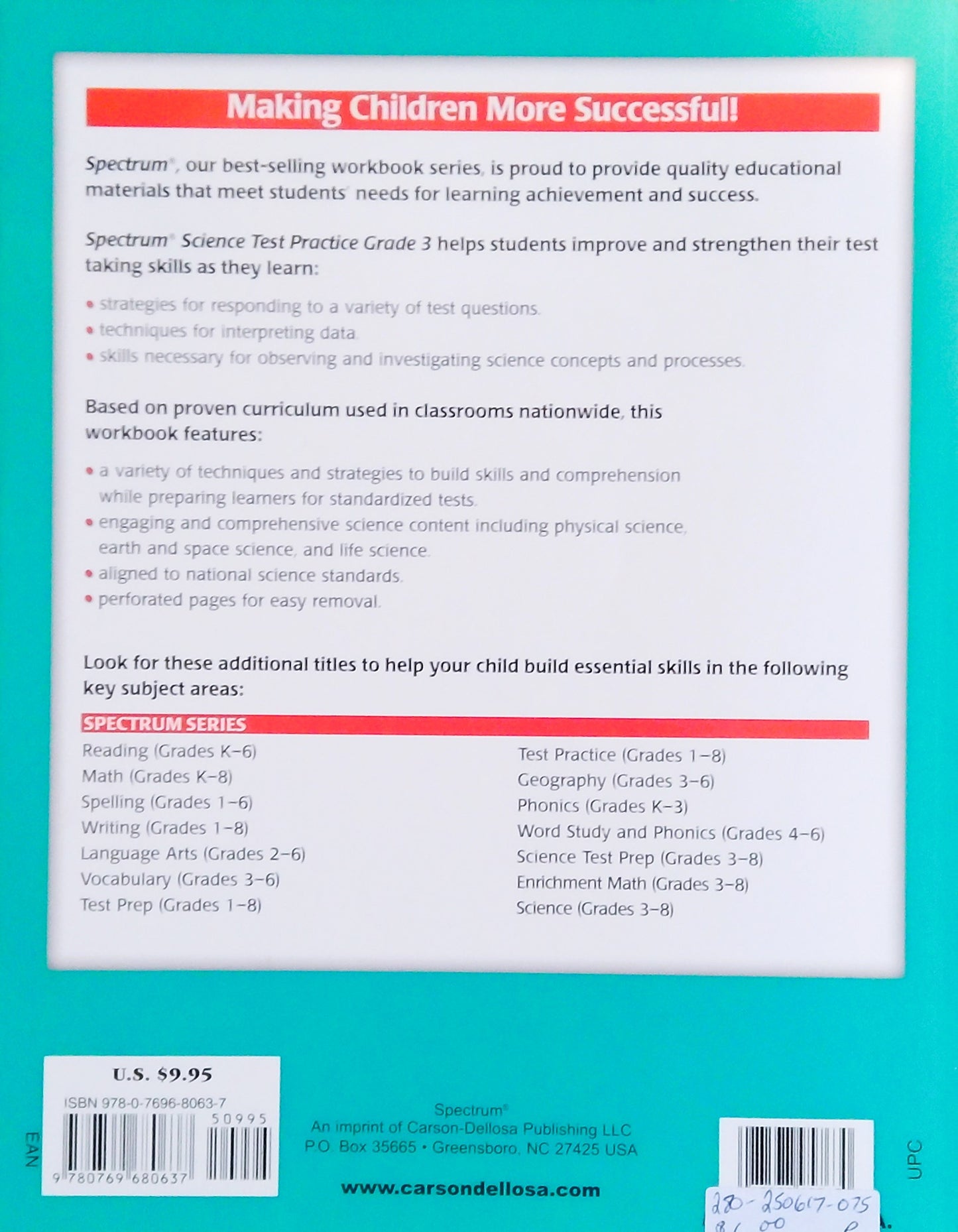 Spectrum Science Test Practice - Grade 3