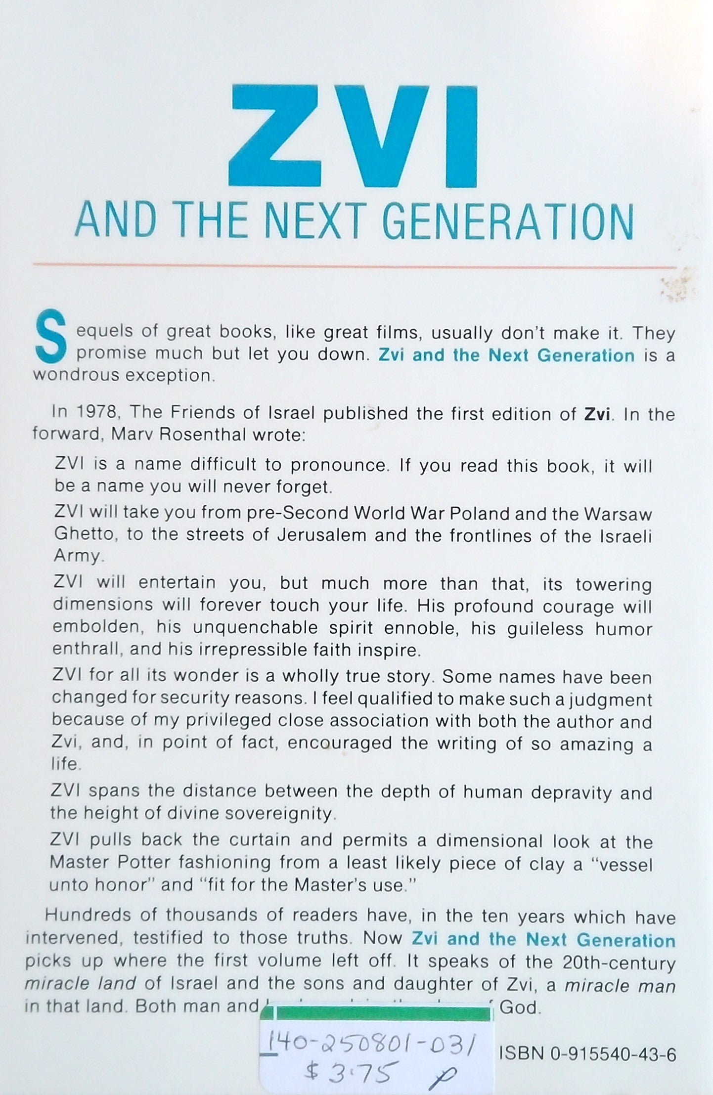 Zvi And The Next Generation