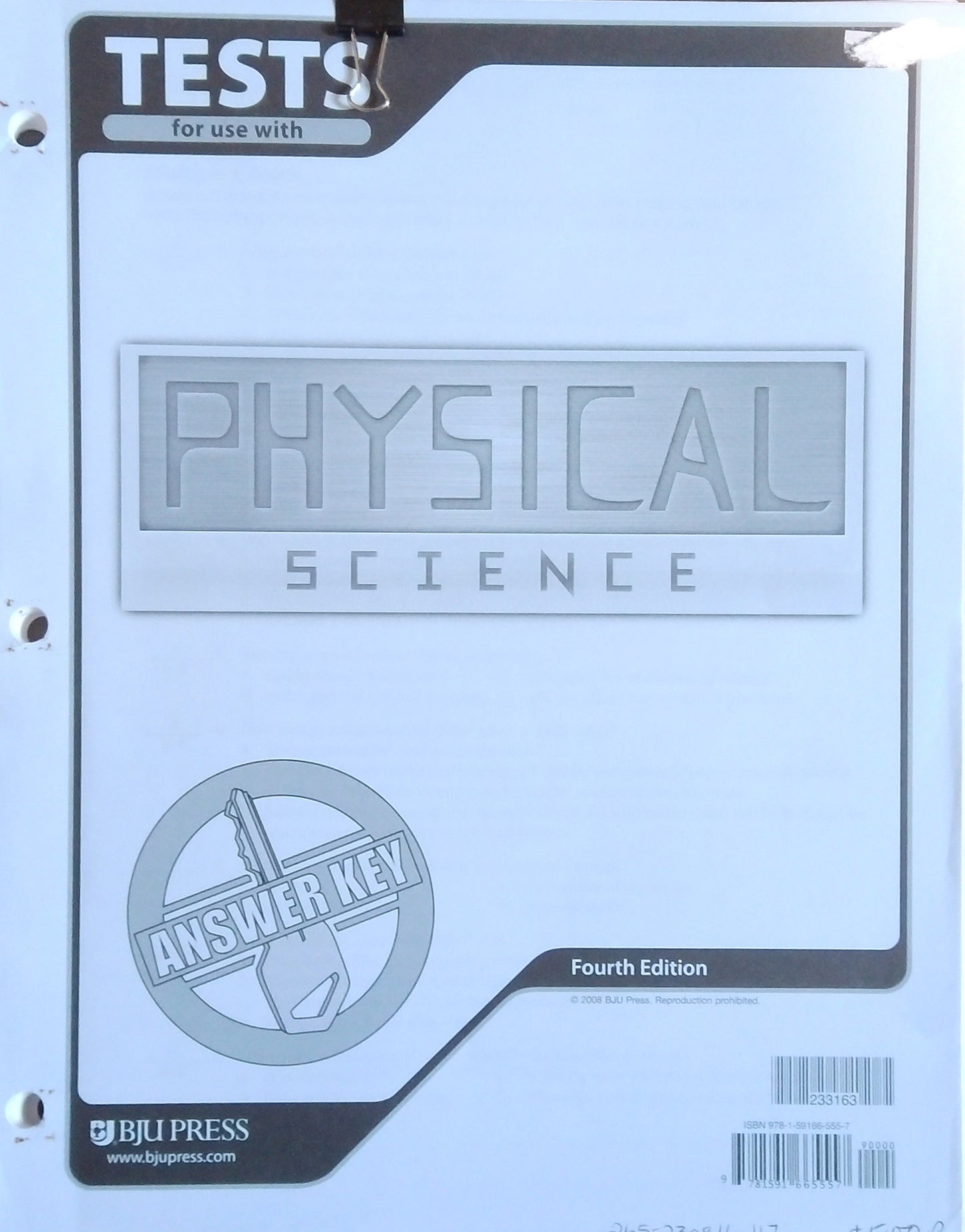 Physical Science Test Answer Key