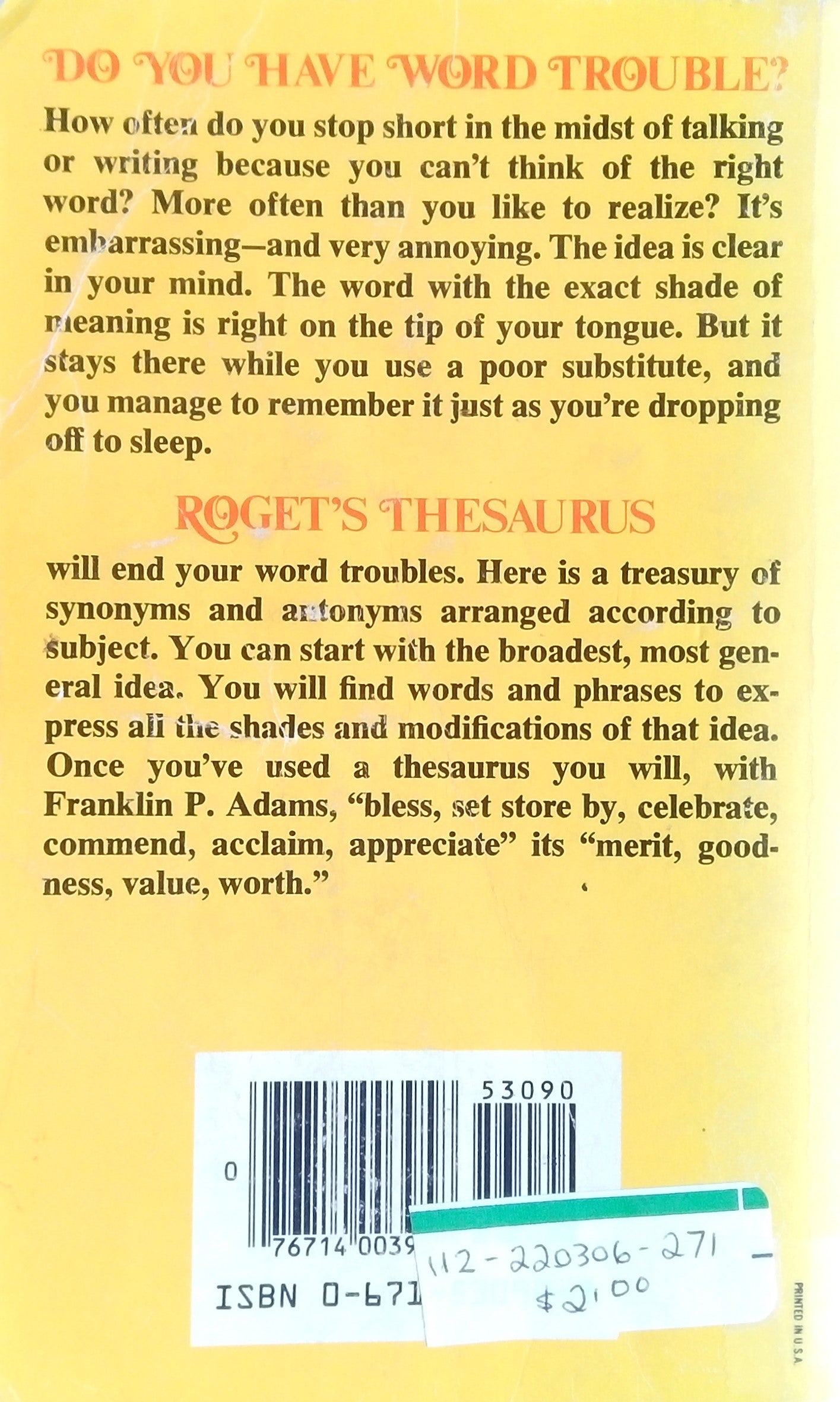 Roget's Pocket Thesaurus