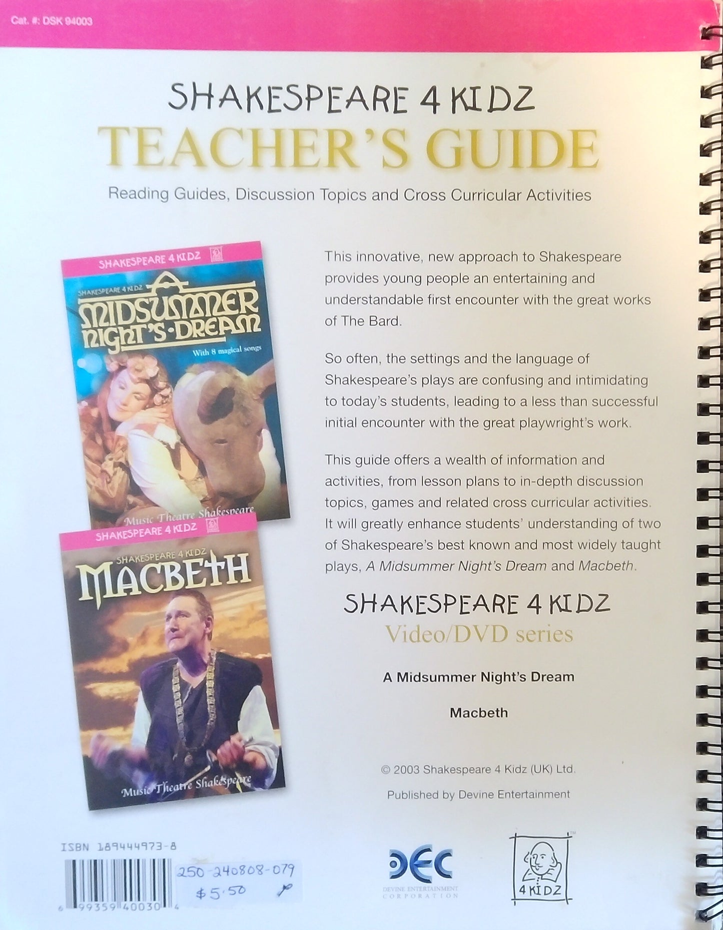 Shakespeare 4Kidz Teacher's Guide