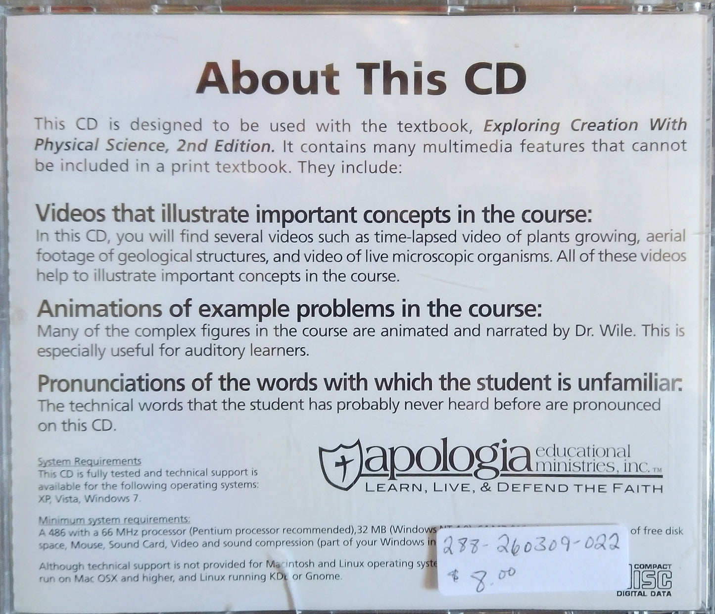 Exploring Creation With Physical Science Companion CD