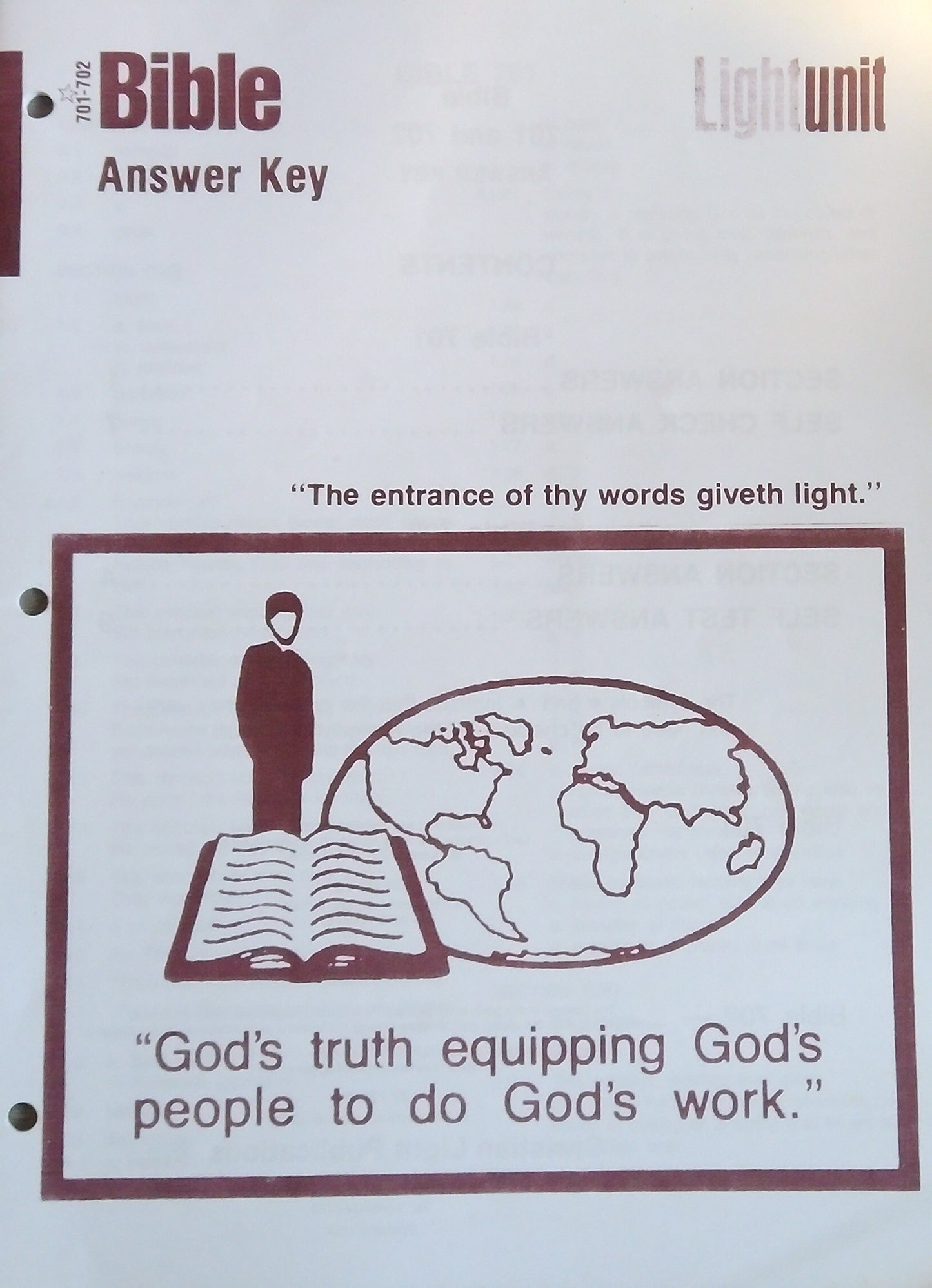 CLE Bible 7 Answer Key: L.U. 701-702