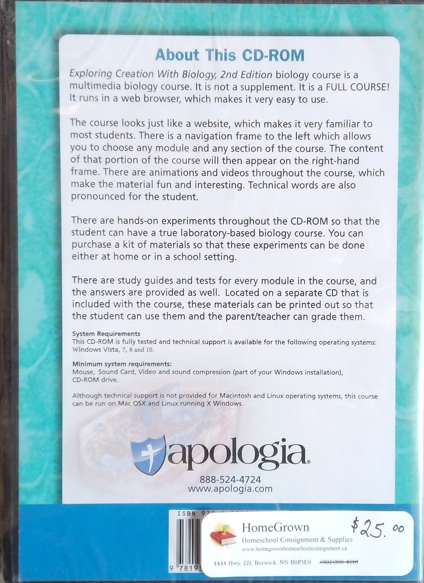 Exploring Creation With Biology Course on CD-ROM