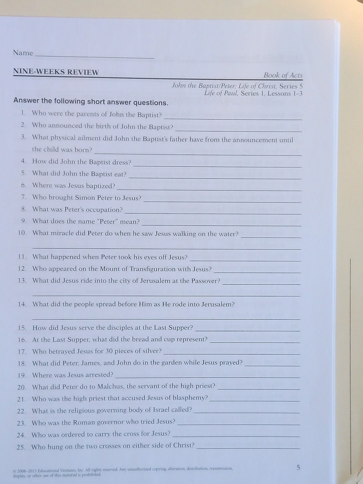 Book Of Acts: Tests