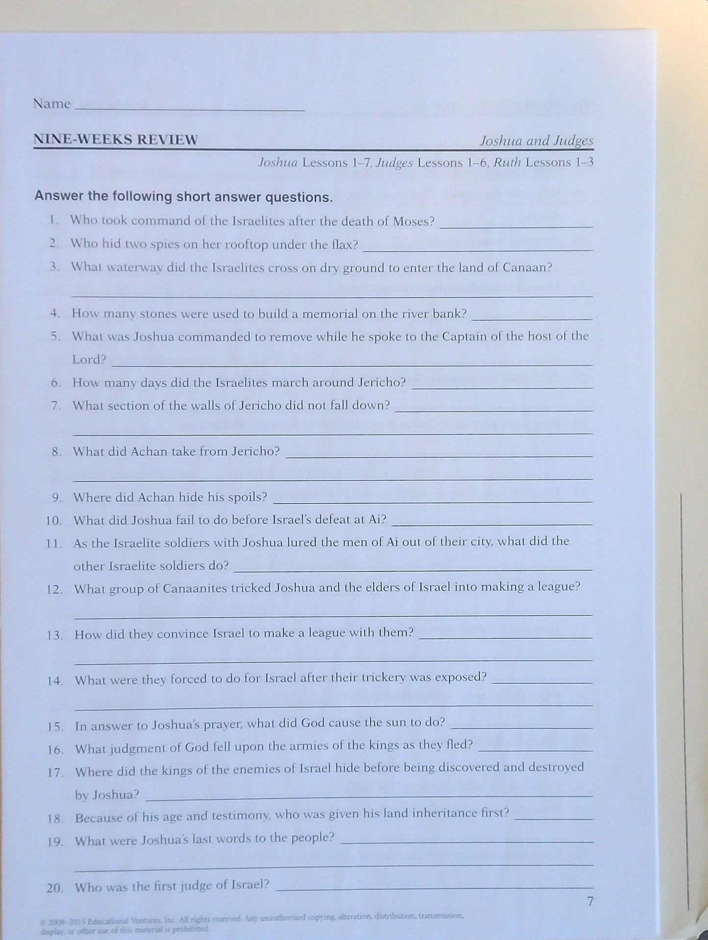 Joshua & Judges: Tests