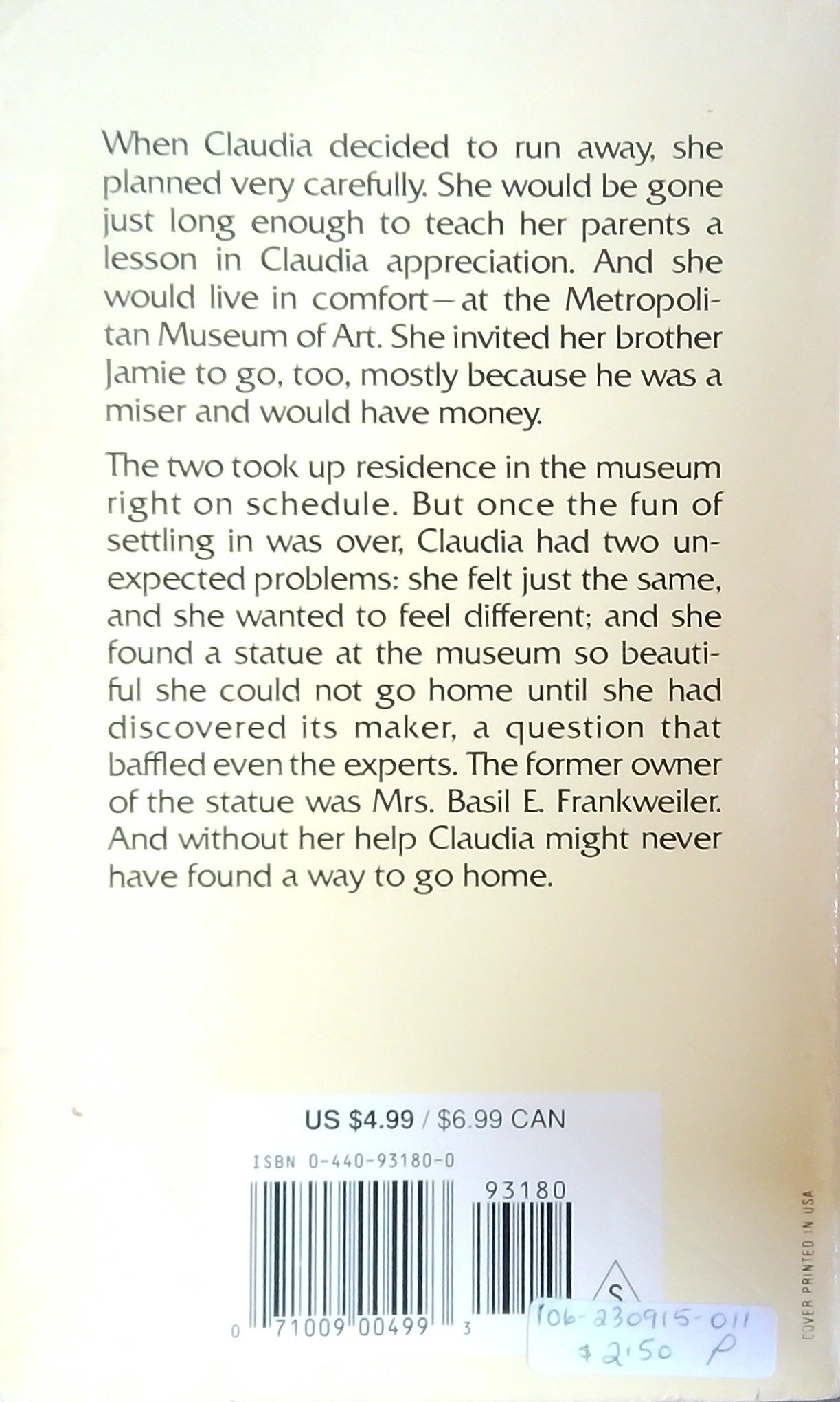 From The Mixed-Up Files Of Mrs. Basil E. Frankweiler