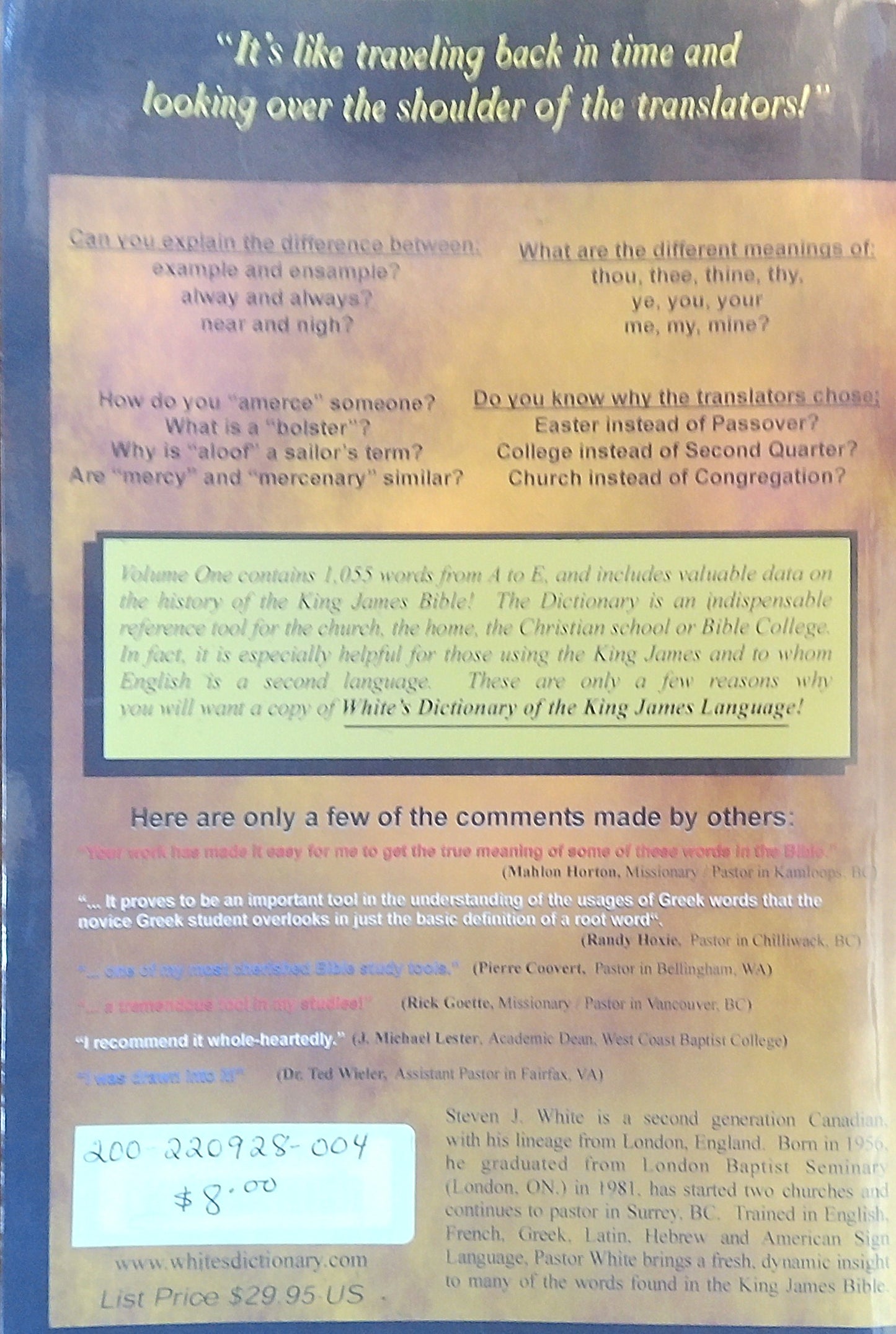 White's Dictionary Of The King James Language