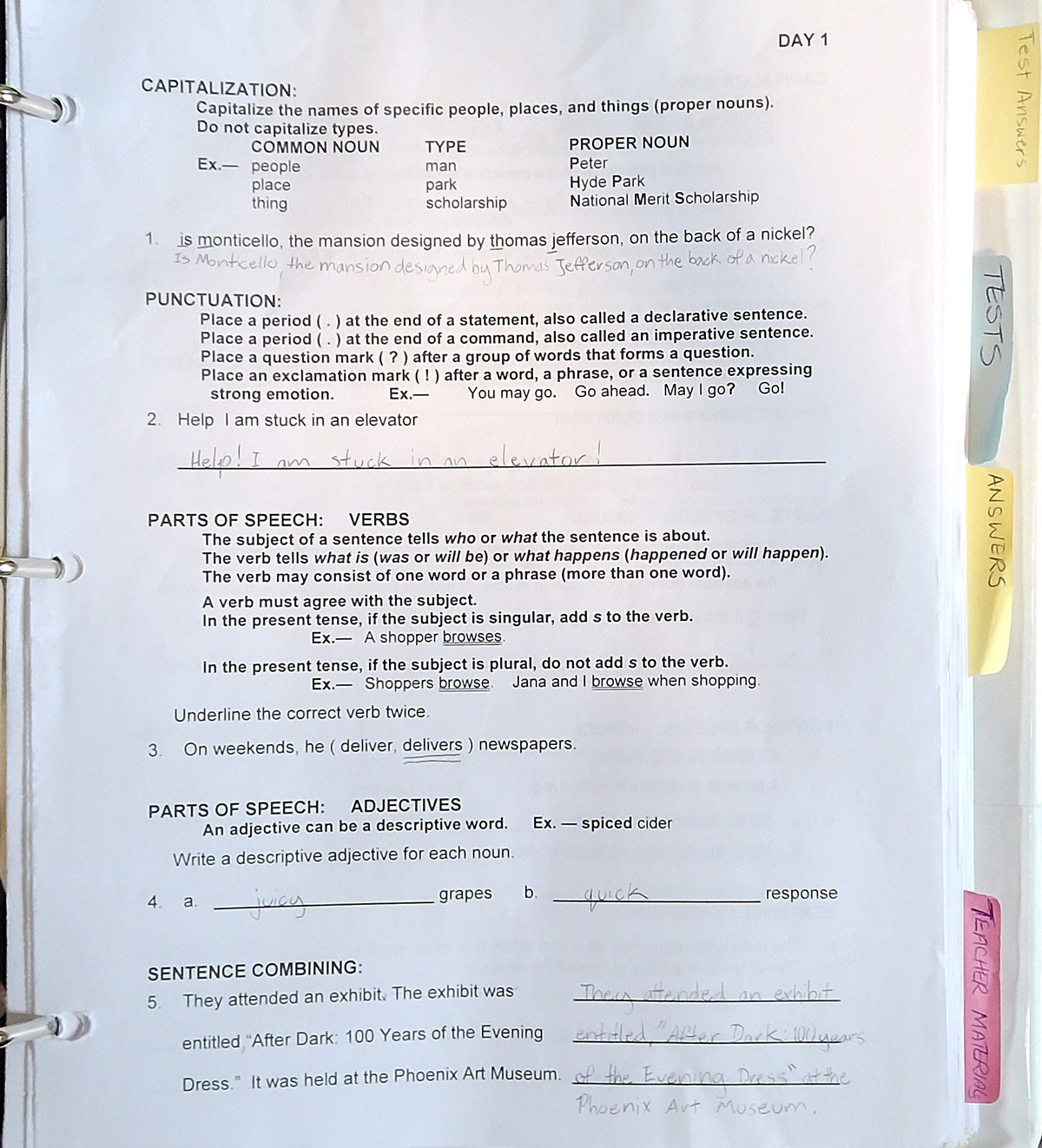 Easy Grammar: Grade 9
