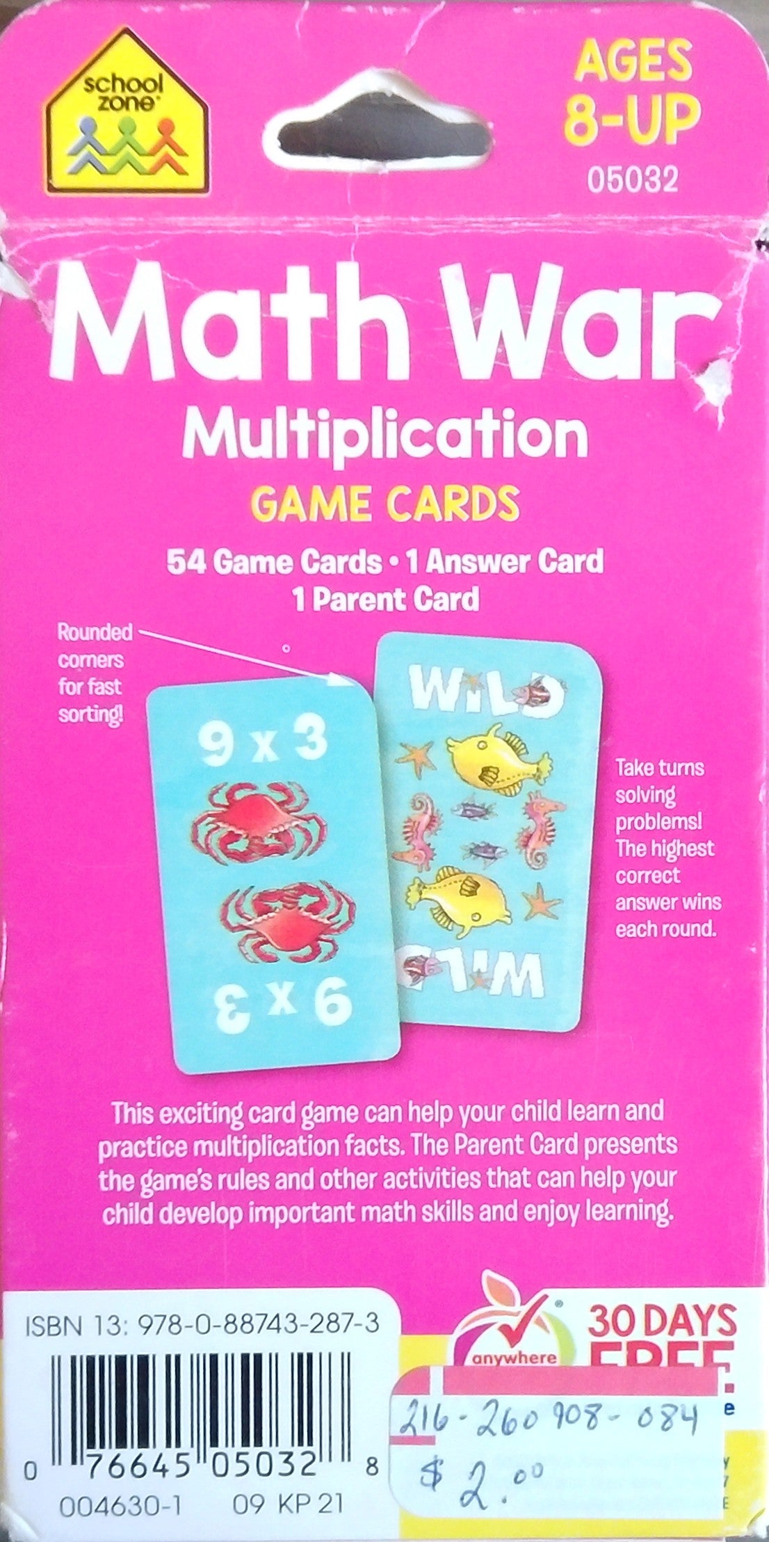 Math War: Multiplication Game Cards