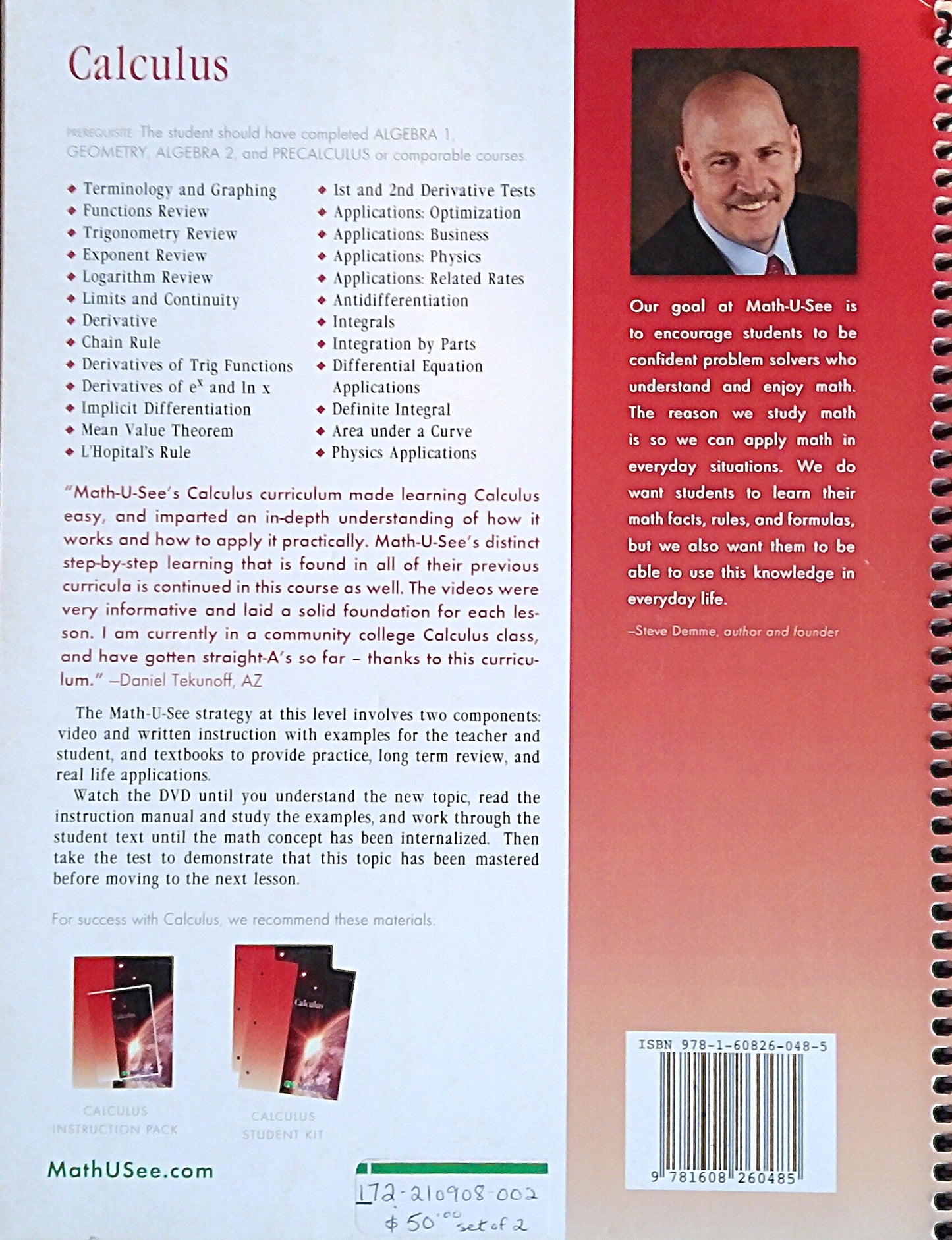 Math-U-See Calculus Student Bundle