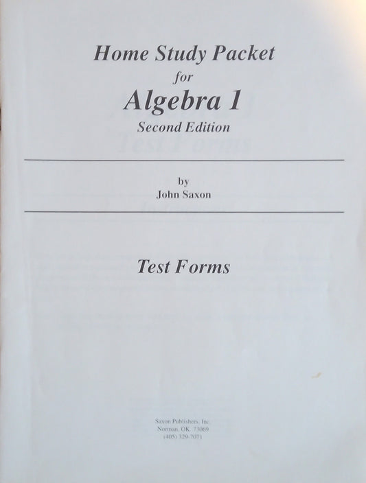 Saxon Algebra 1 Test Forms