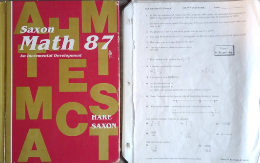 Saxon Math 87 Textbook/Test Forms