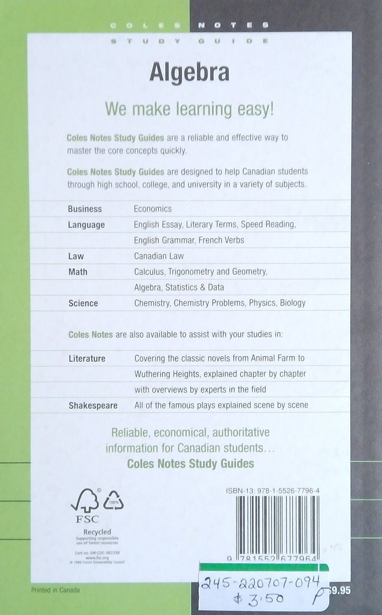 Coles Notes: Alegbra