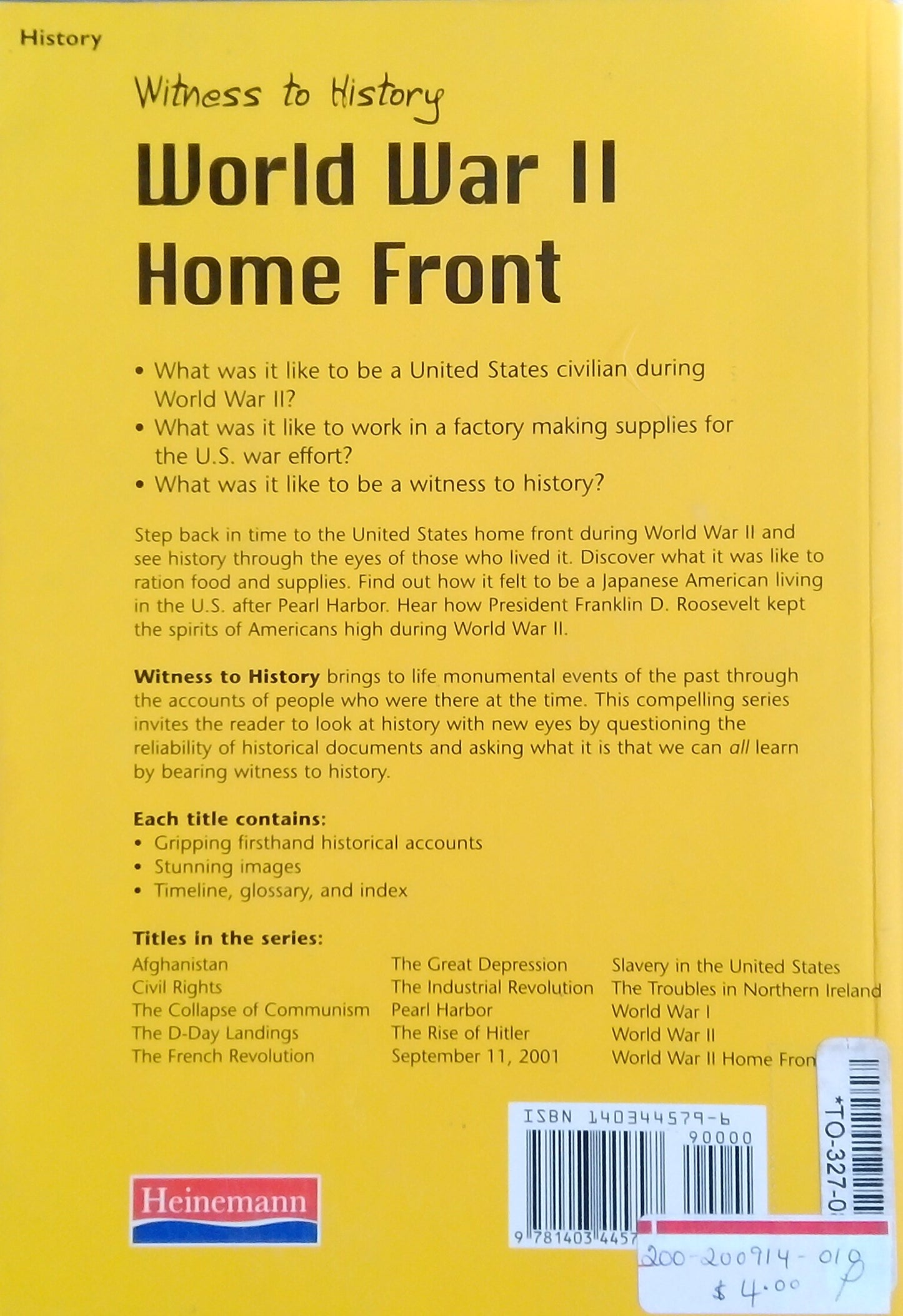 Witness To History: World War II Home Front