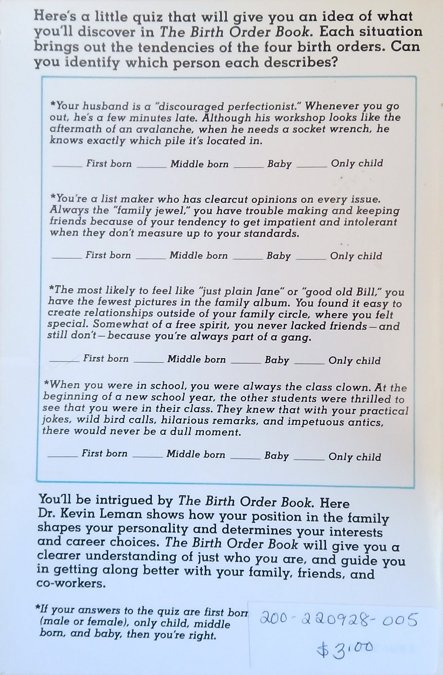 The Birth Order Book