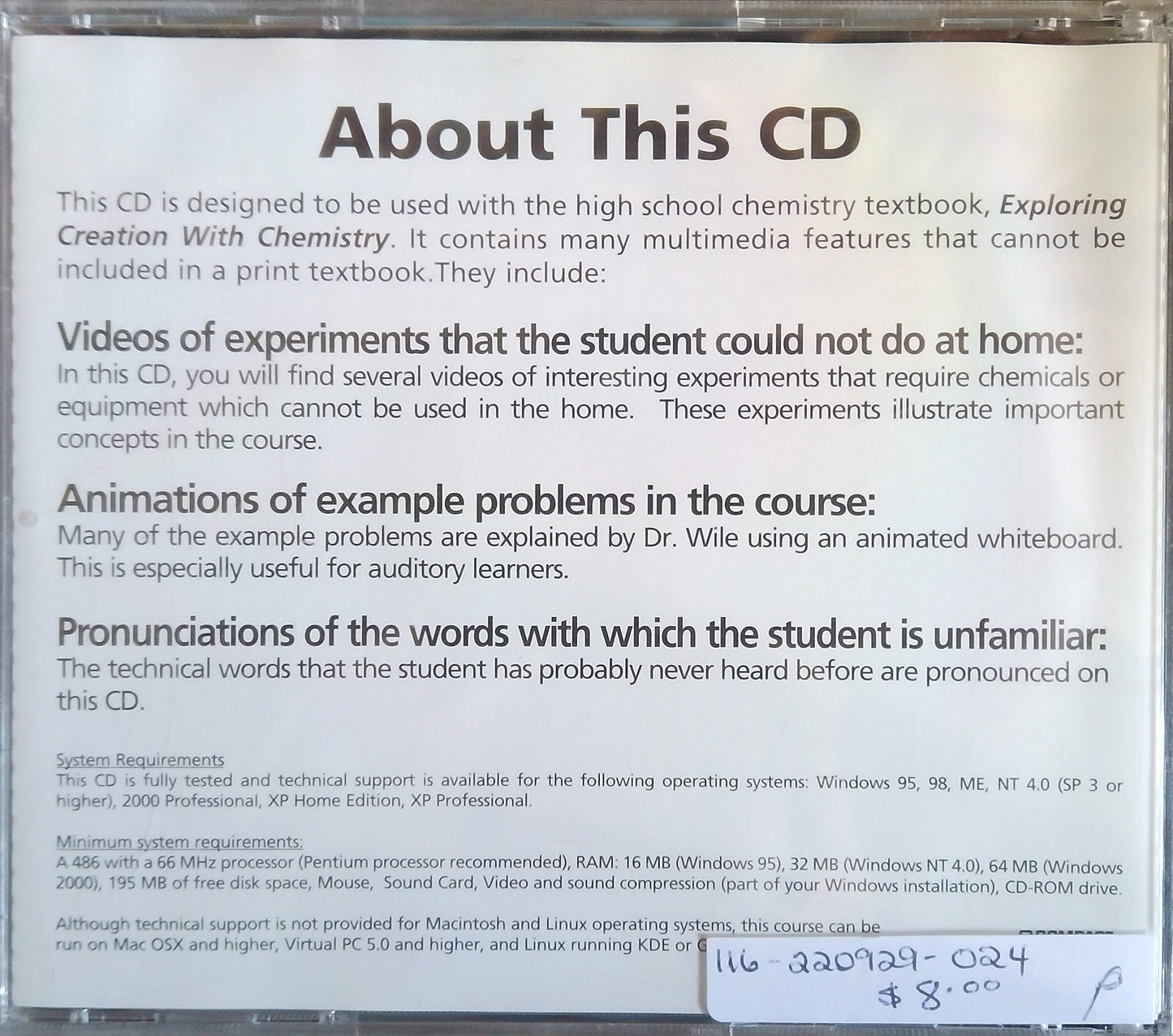 Exploring Creation With Chemistry Multimedia CD