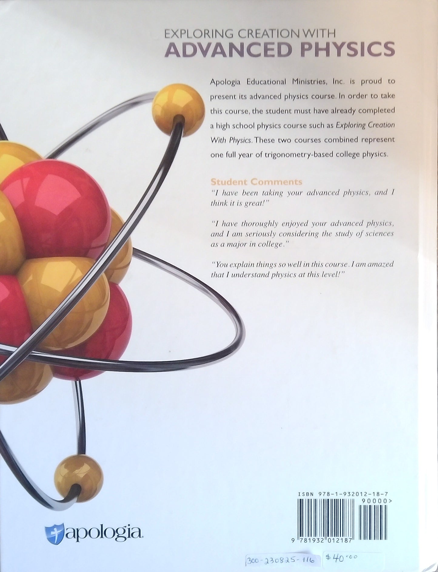 Exploring Creation With Advanced Physics Textbook