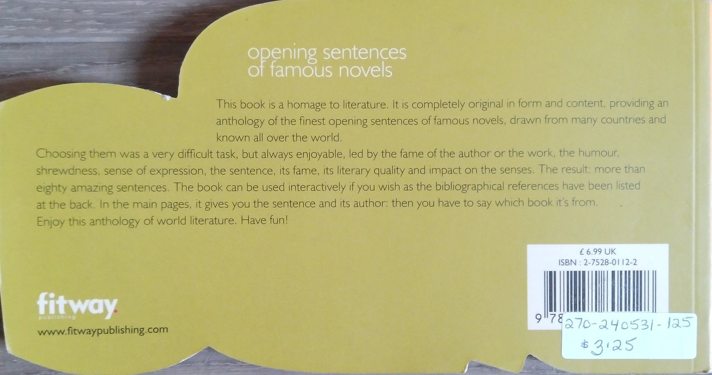 Opening Sentences Of Famous Novels