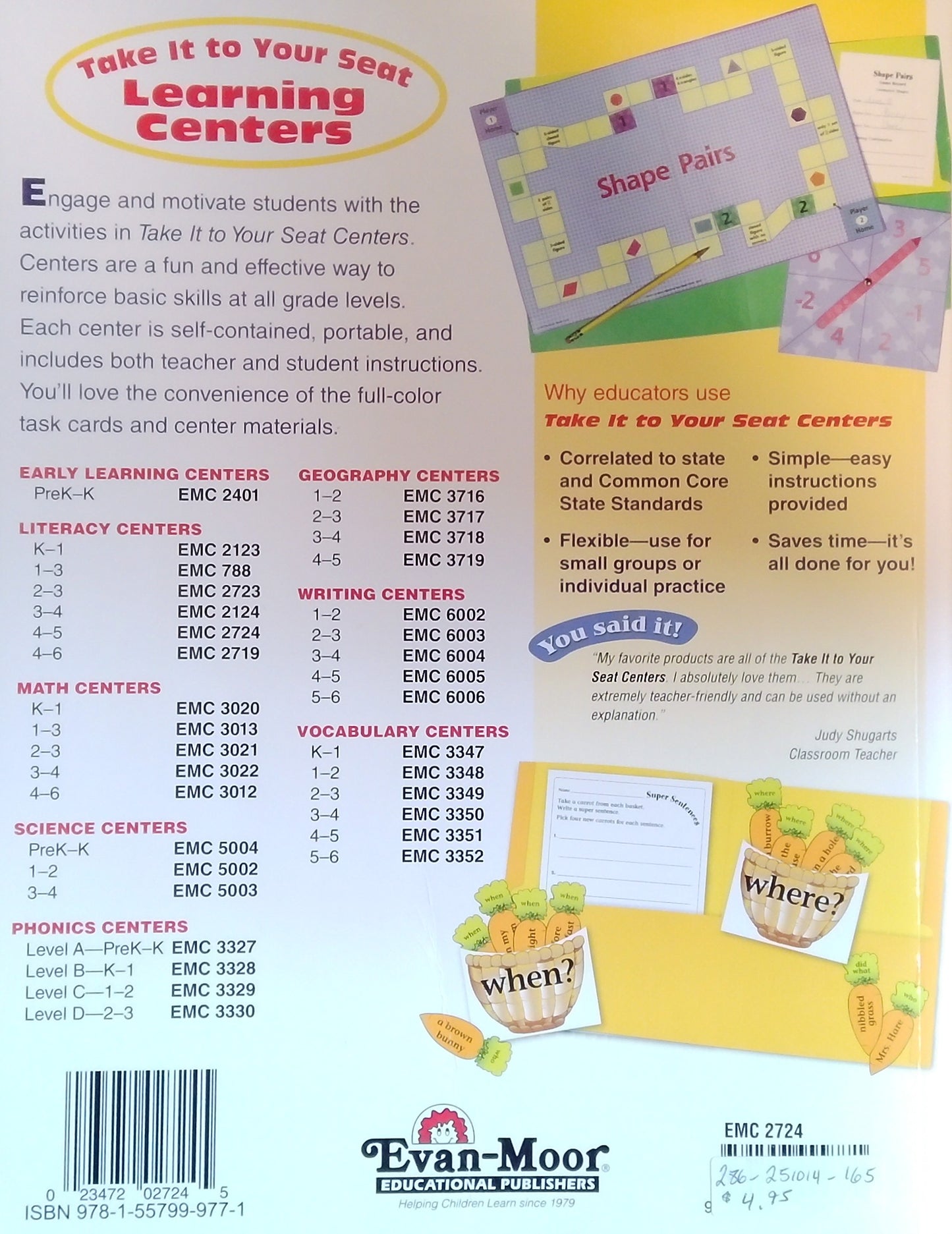 Take It To Your Seat Literacy Centers