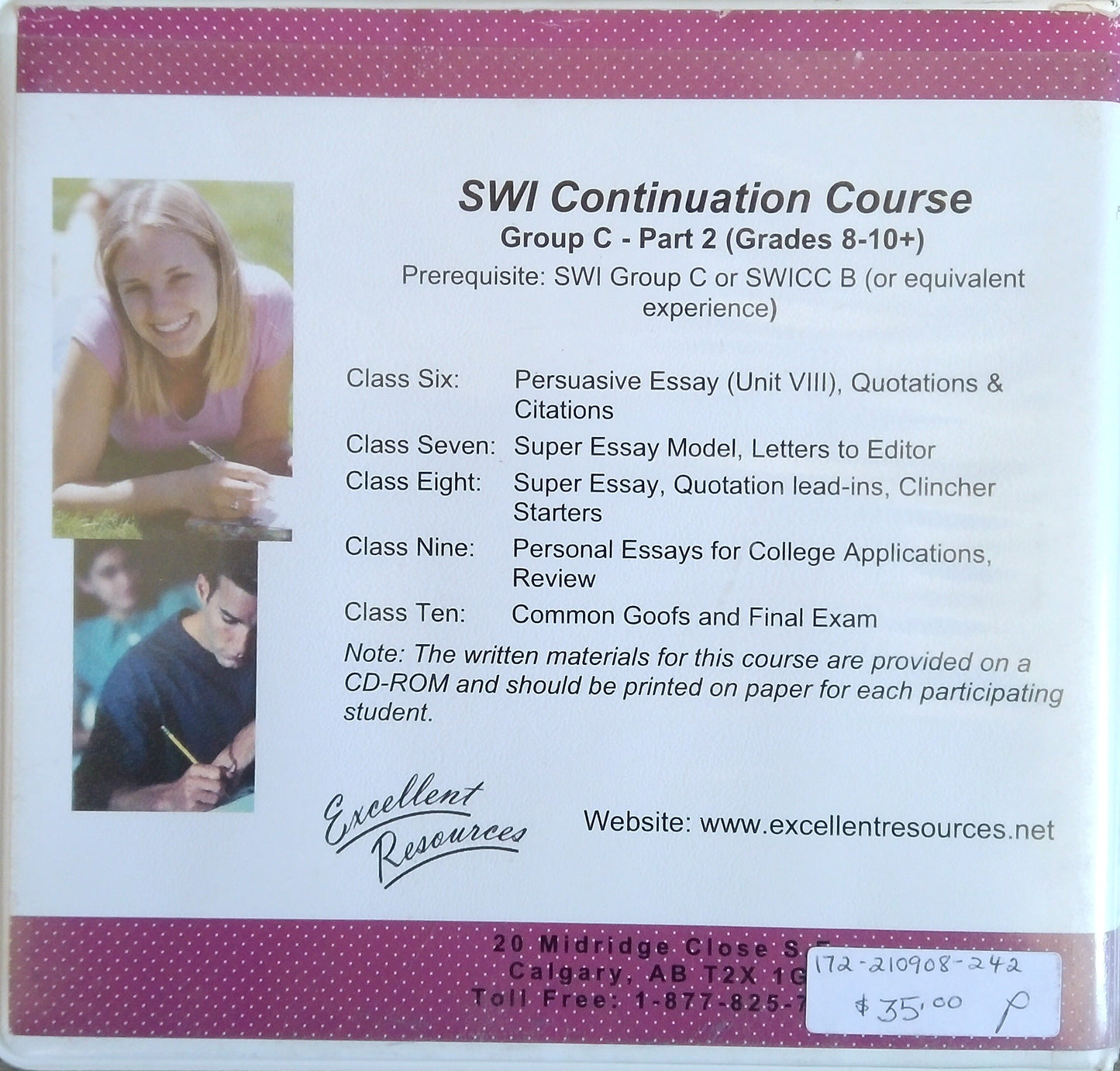 IEW: Continuation Course DVD Set: Group C, Part 2