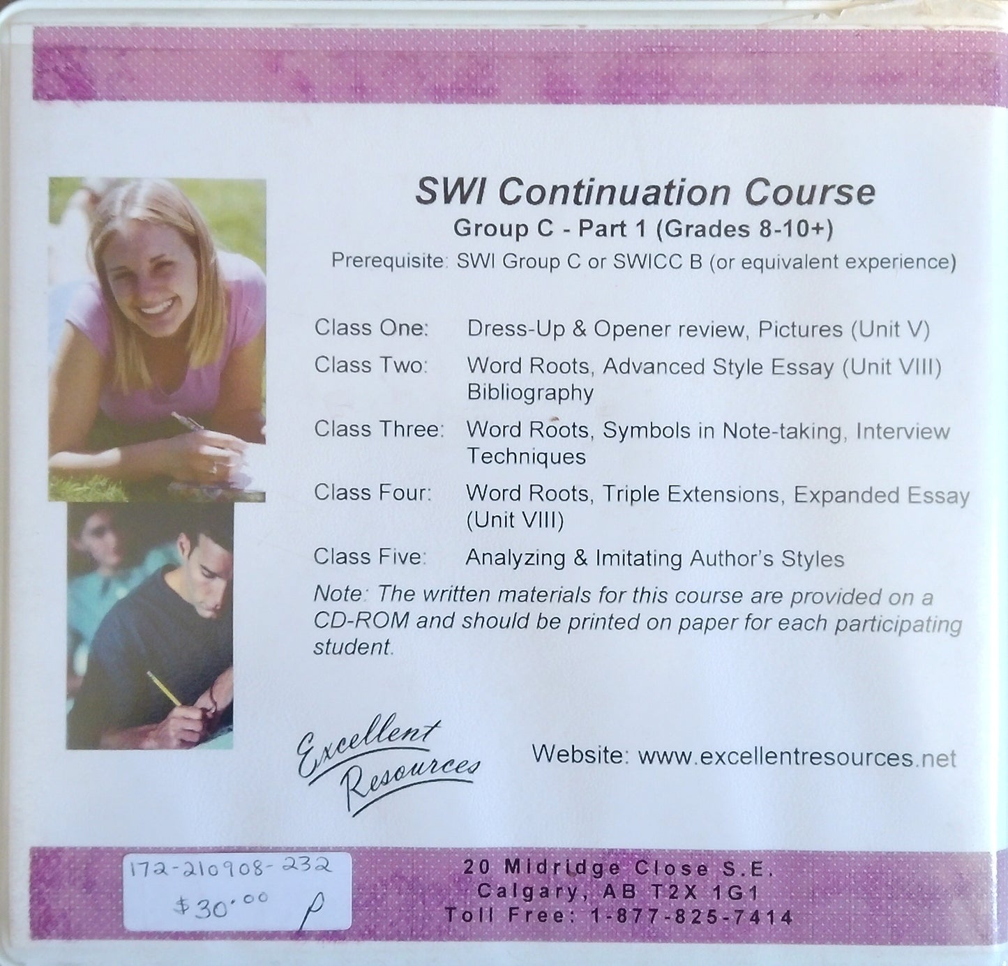 IEW: Continuation Course DVD Set: Group C, Part 1