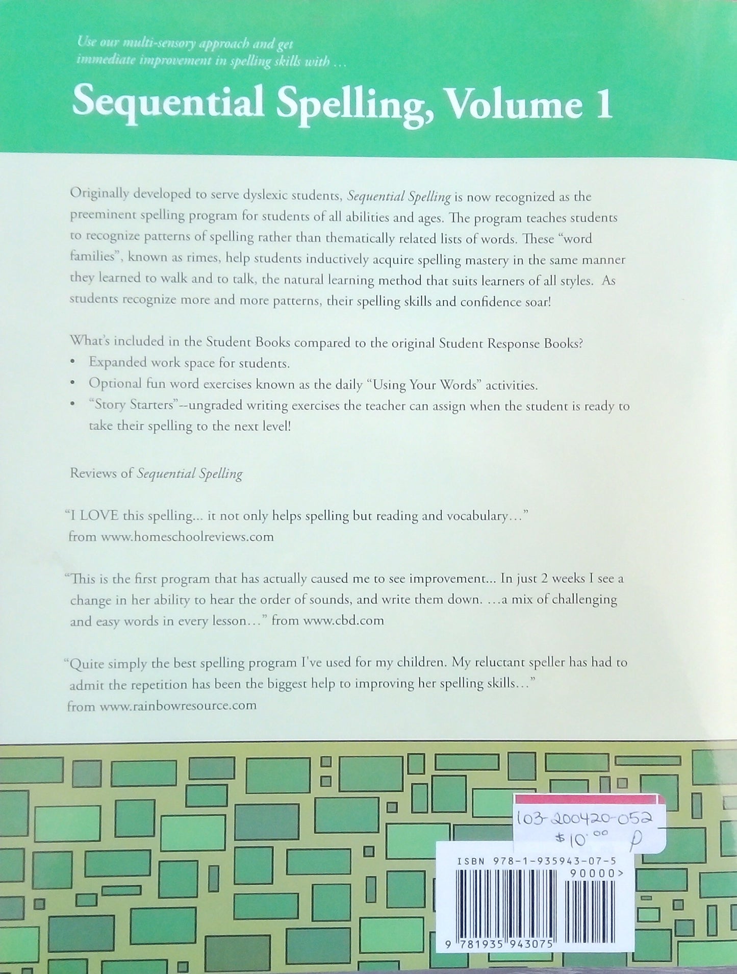 Sequential Spelling 1: Student Workbook
