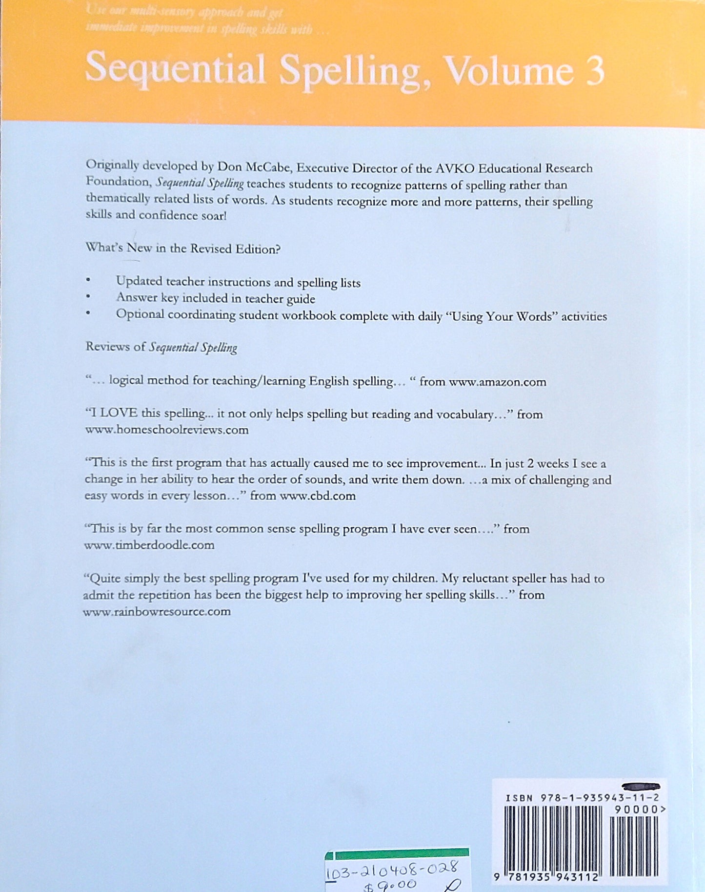 Sequential Spelling 3: Student Workbook