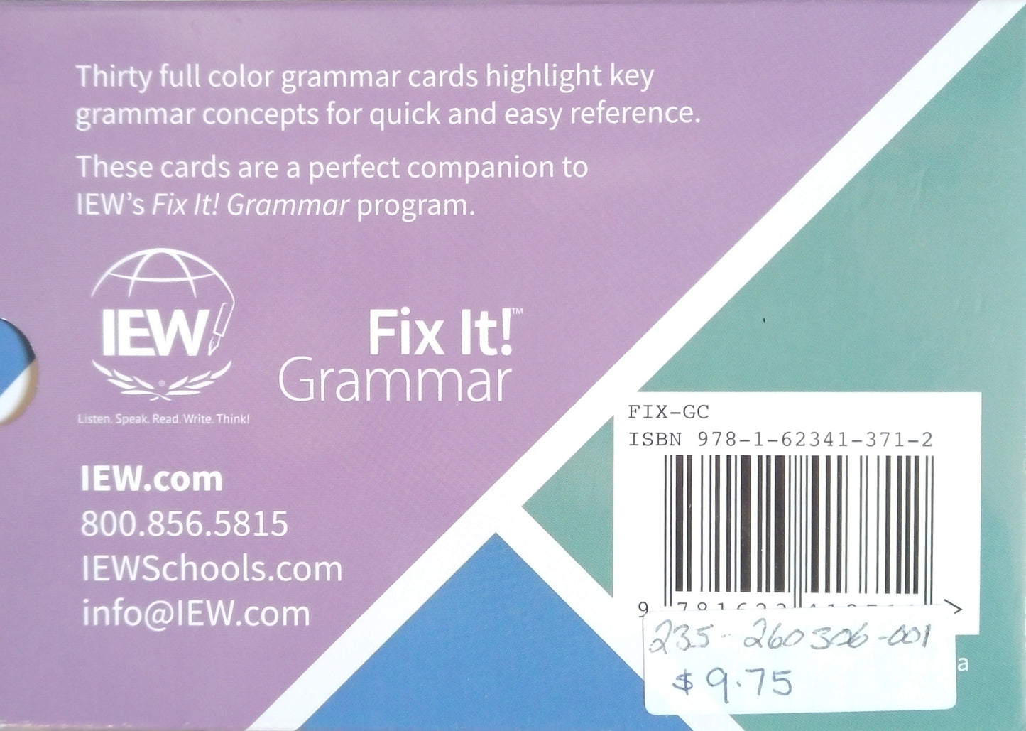 IEW Fix It! Grammar Cards