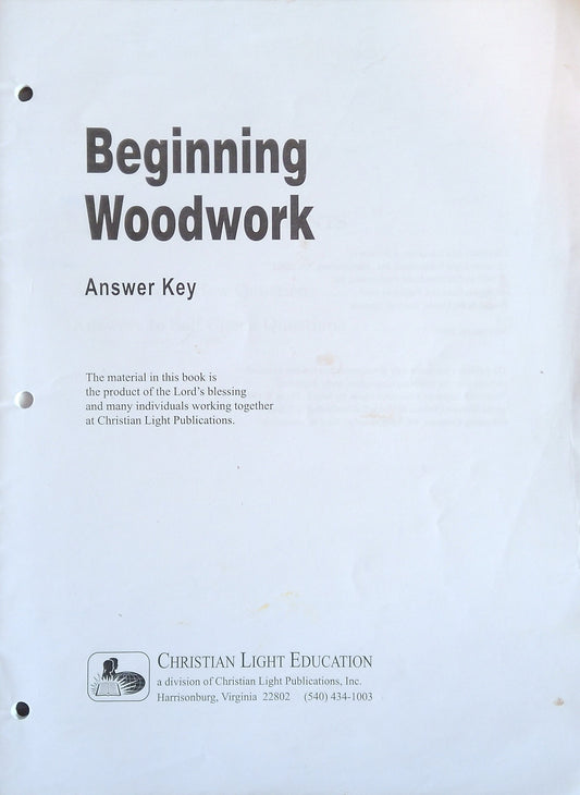 CLE Beginning Woodwork Answer Key