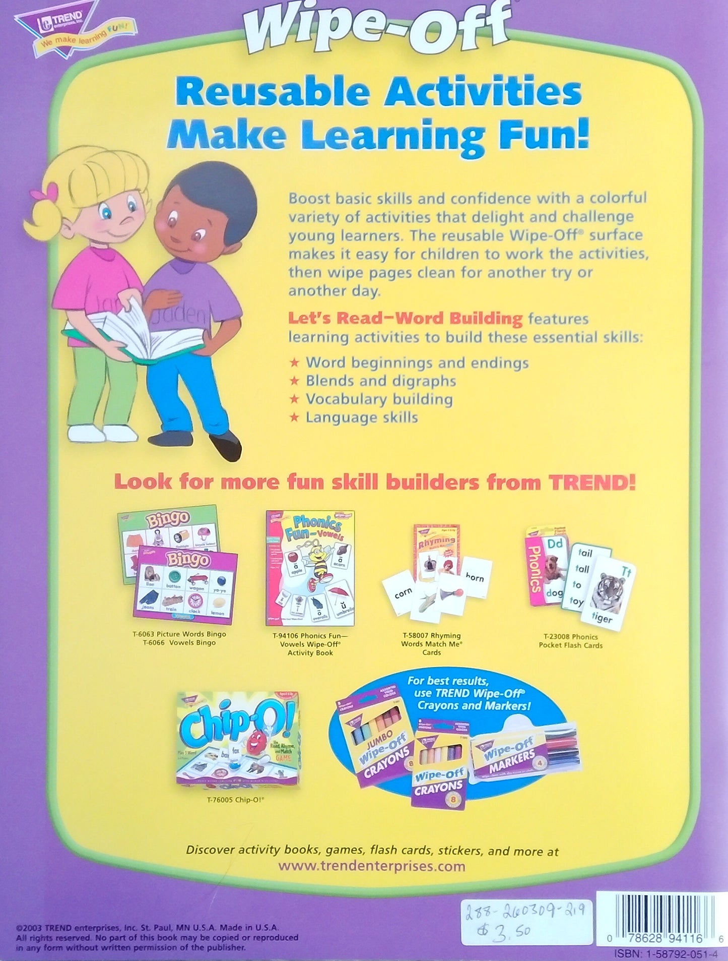 Wipe-Off Let's Read: Word Building