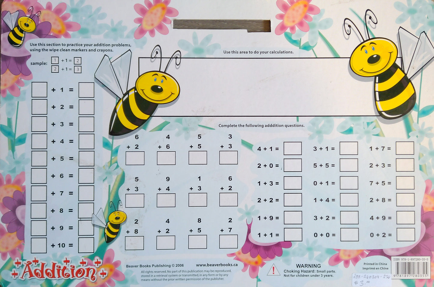 Addition+ Wipe-Clean Math Board