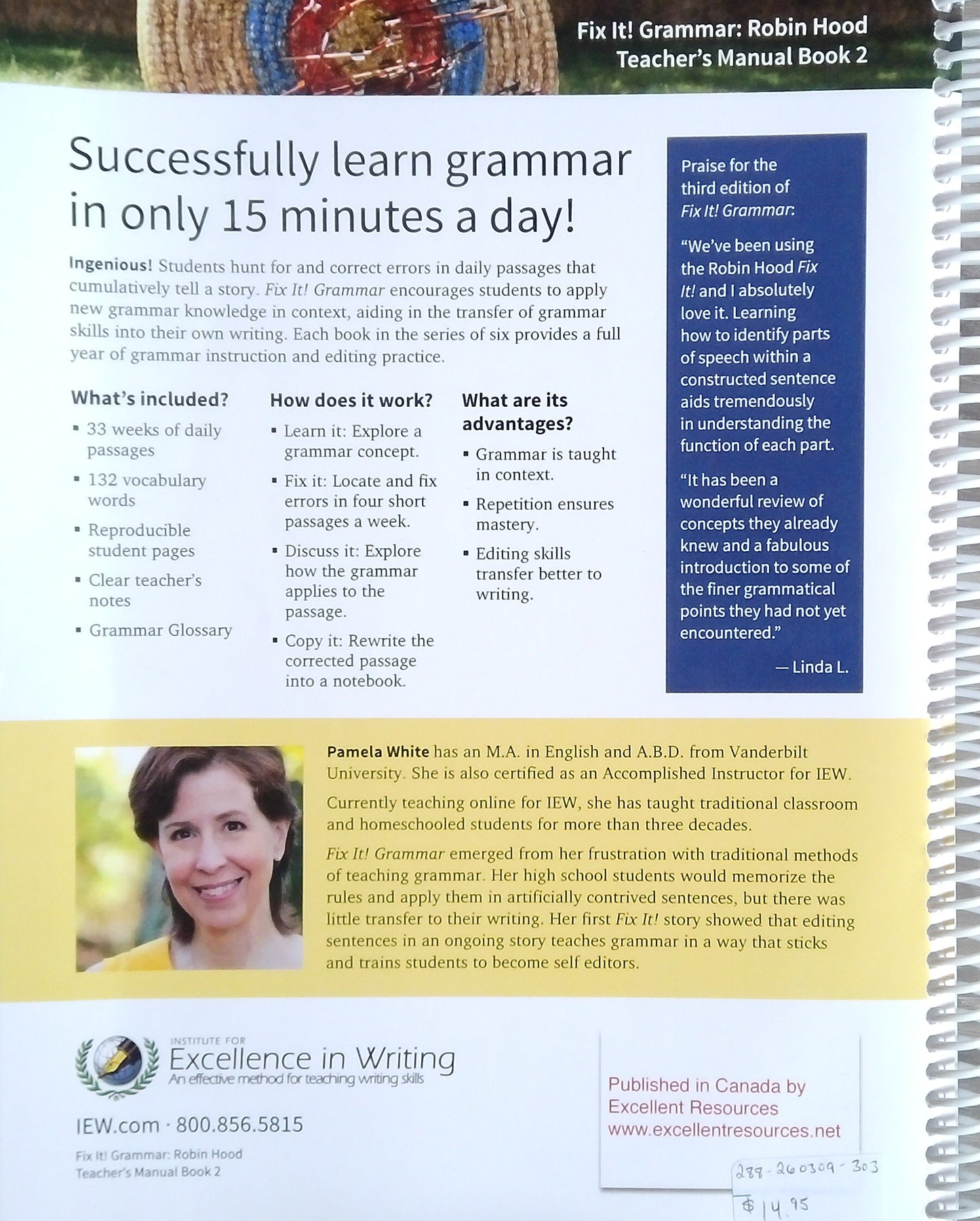 IEW Fix It! Grammar: Robin Hood Teacher's Manual Book 2