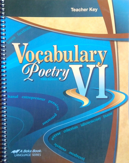 Vocabulary & Poetry VI: Teacher Key