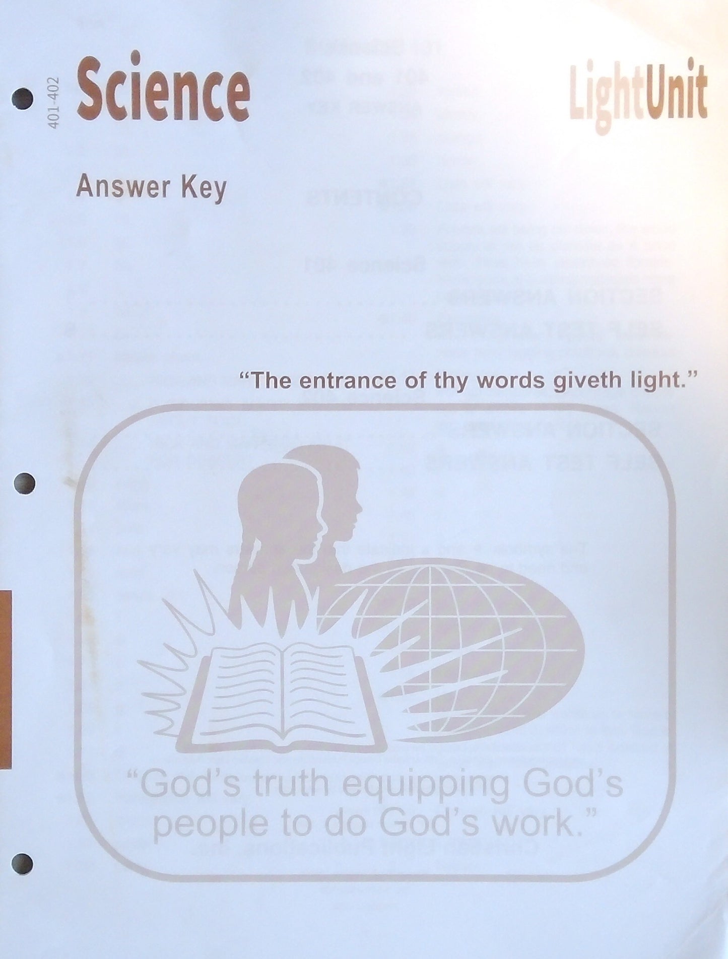 CLE Science L.U. 401-402 Answer Key