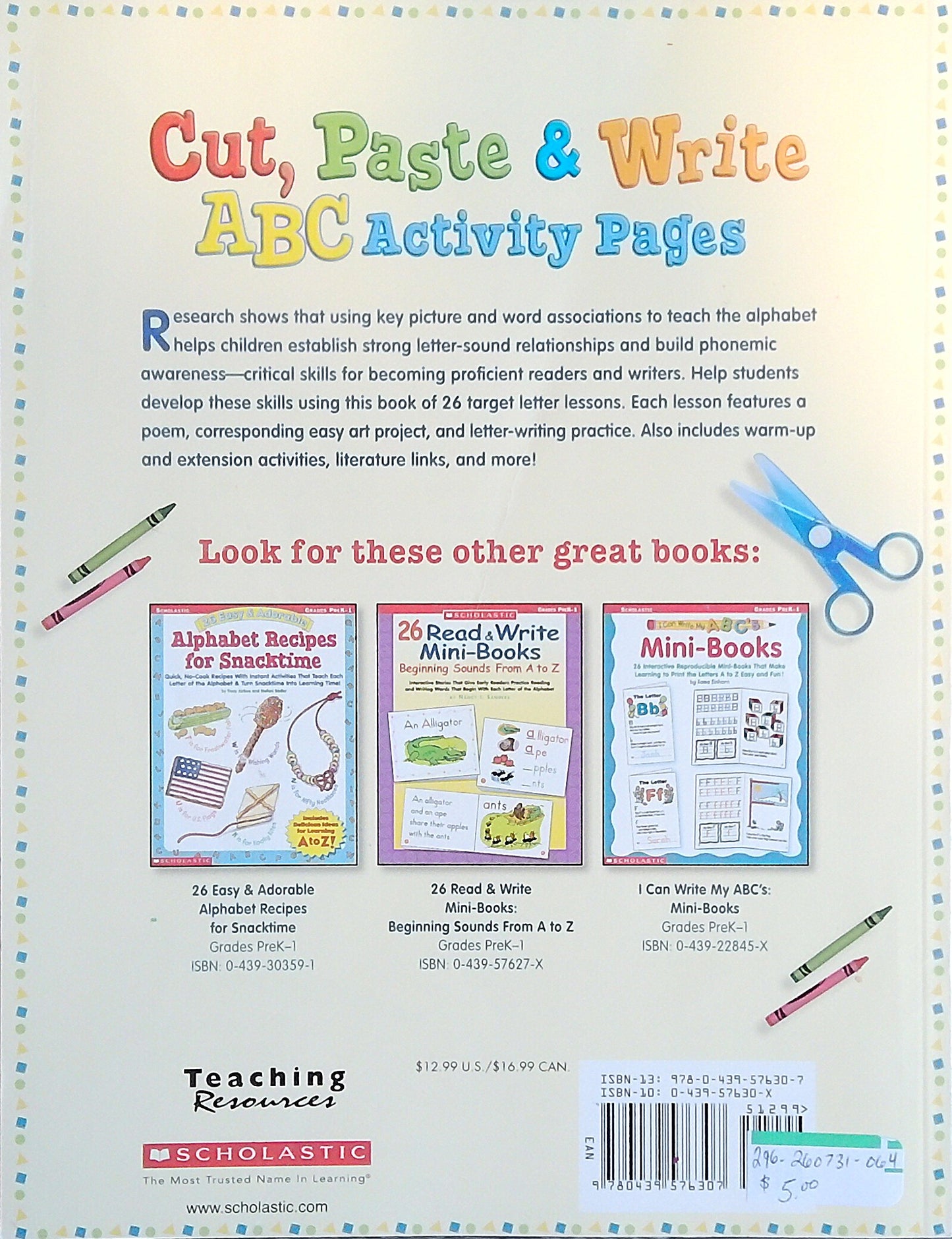 Cut, Paste & Write: ABC Activity Pages