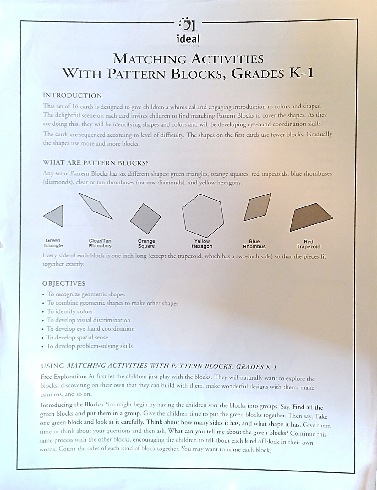 Matching Activities With Pattern Blocks