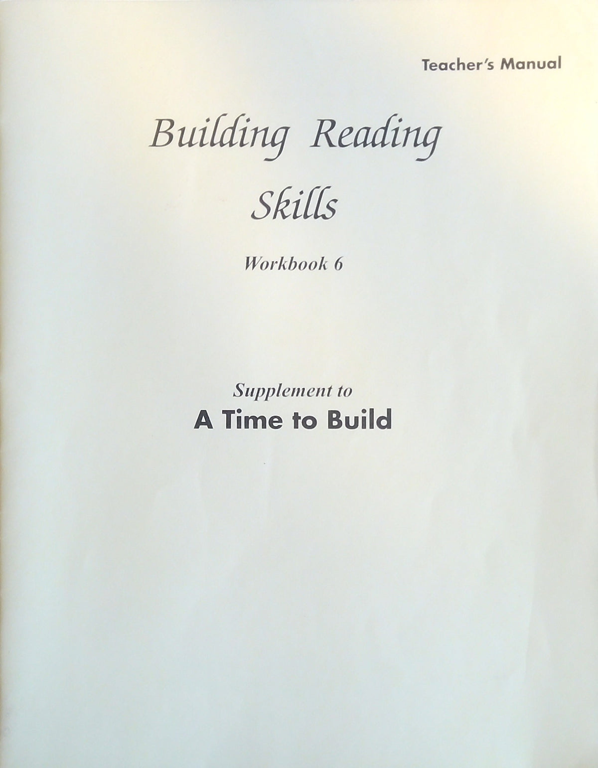 Building Reading Skills: Teacher's Manual