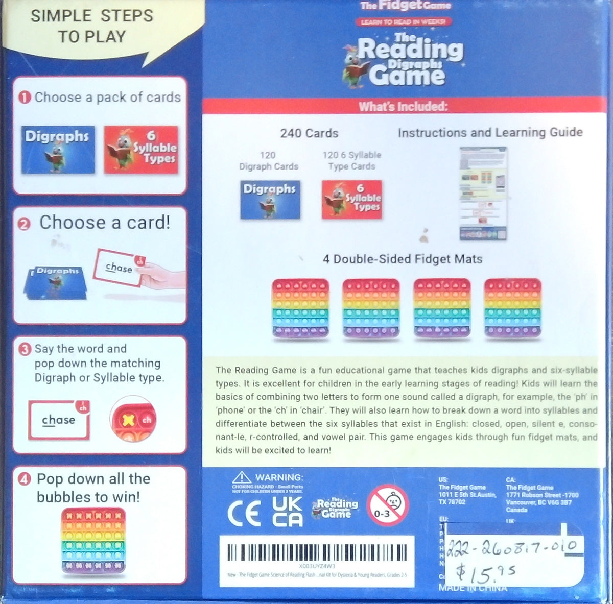The Reading Diagraphs Game