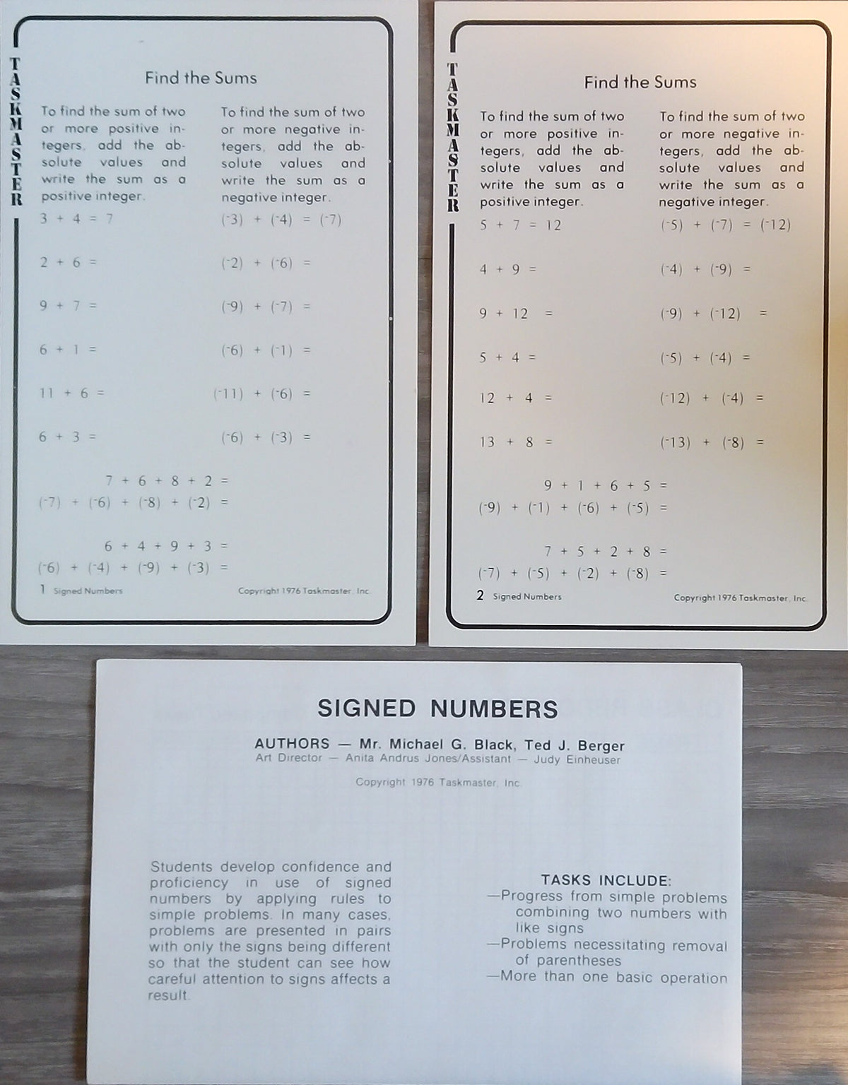 Taskmaster Wipe-Clean Task Cards: Signed Numbers